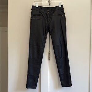 Free People Black Faux Leather Pants with Zipper Details